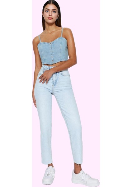 Kadın Yüksek Bel Mom Jean Boru Paça Günlük Kombinler Care Koleksiyonu Yaz Aylarının Vazgeçilmezi modelleri