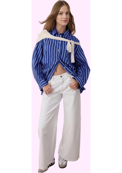 Kadın Yüksek Bel Geniş Paça Denim Pantolon Pamuk Günlük Kombinler Yaz Aylarının Vazgeçilmezi