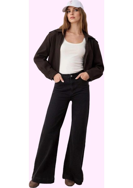 Kadın Geniş Paça Uzun Boy Jean Pantolon Rahat Kalıp Pamuk Günlük Kullanım Kaliteli Malzeme