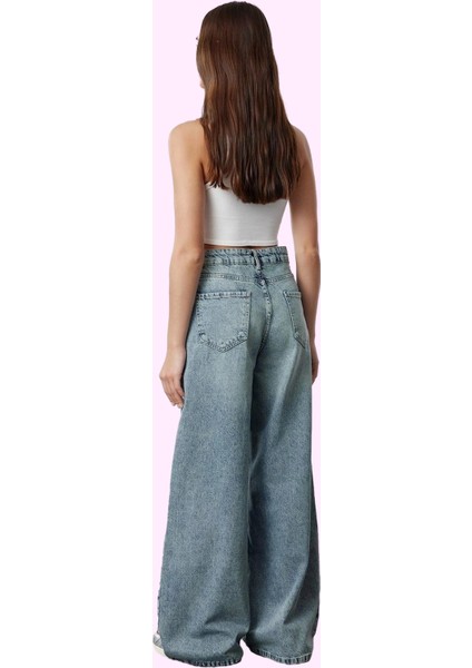 Kadın Uzun Boy Normal Bel Geniş Paça Palazzo Jean Pamuk Günlük Stil Yaz Aylarının Vazgeçilmezi modelleri