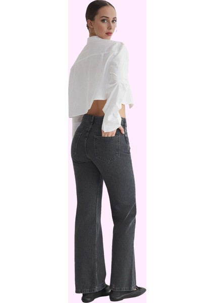 Kadın Yüksek Bel Geniş Paça Denim Jean Pamuk Günlük Kombinler Hafta Sonu Dayanıklı Malzeme modelleri
