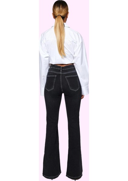 Kadın Yüksek Bel Flare Jean Denim Günlük Kombinler Için Hafta Sonu Yaz Aylarının Vazgeçilmezi modelleri