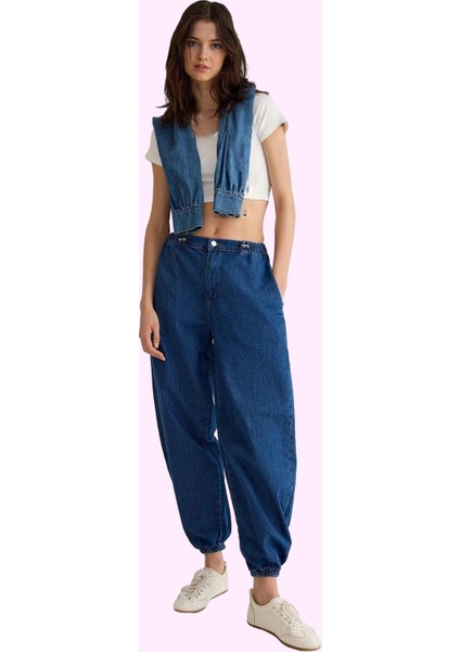 Kadın Yüksek Bel Jogger Pantolon Pamuk Günlük Kombinler Için Rahat Yaz Aylarının Vazgeçilmezi