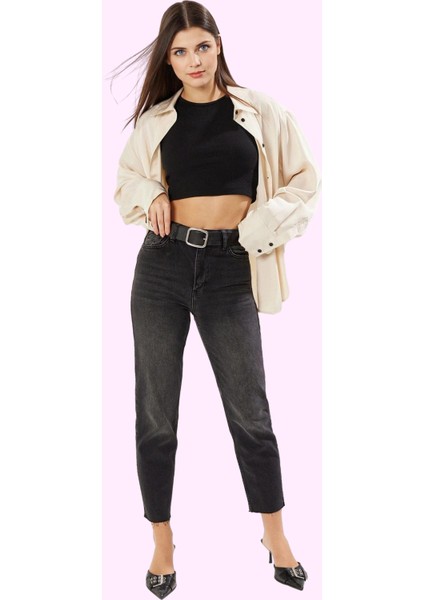 Kadın Mom Jean Geniş Paça Uzun Boy Denim Düz Desen Günlük Stil Hafta Sonu Kaliteli Malzeme fiyatları