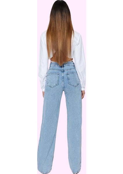Kadın Yüksek Bel Uzun Boy Wide Leg Jean Pamuk Günlük Kombinler Hafta Sonu Kaliteli Malzeme modelleri