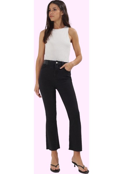 Kadın Yüksek Bel Geniş Paça Denim Pantolon Regular Boy Flare Kesim Günlük Stil Özel Günler fiyatları