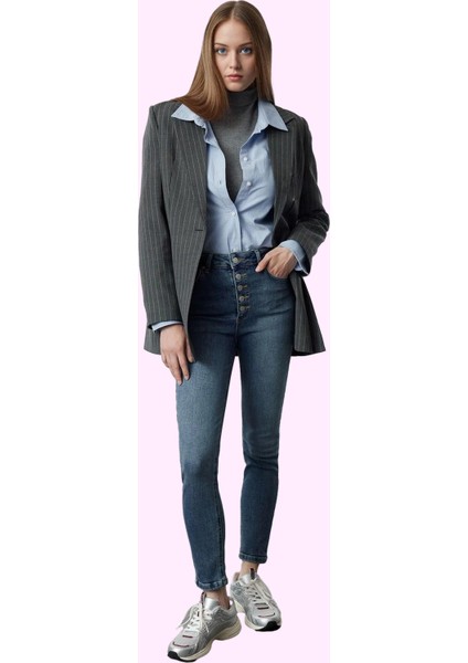 Kadın Skinny Jean Yüksek Bel Regular Boy Pamuk Günlük Şıklık Hafta Sonu Yaz Aylarının Vazgeçilmezi