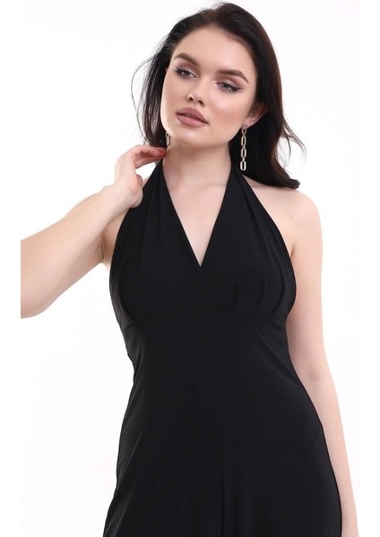 Kadın V Yakasırt Dekolteli Geniş Paça Sandy Kumaş Fırsat Ürün Tulum indirimleri