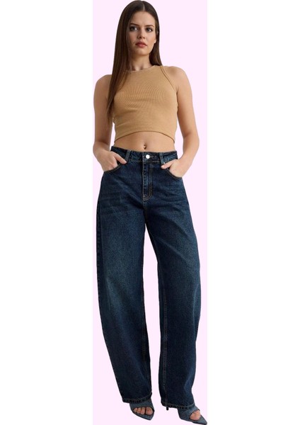 Kadın Baggy Jean Uzun Boy Normal Bel Pamuklu Günlük Stil Hafta Sonu Yaz Aylarının Vazgeçilmezi