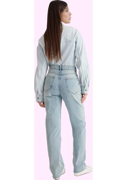 Kadın Yüksek Bel Straight Jean Boru Paça Günlük Stil Pamuk Hafta Sonu Yaz Aylarının Vazgeçilmezi modelleri