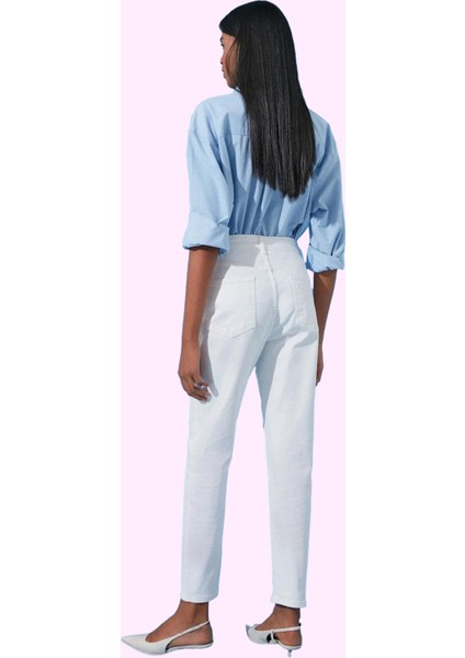 Kadın Yüksek Bel Mom Jean Denim Boru Paça Günlük Kombinler Hafta Sonu Yaz Aylarının Vazgeçilmezi modelleri