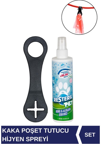 Köpek Kaka Poşeti Tutucu Aparat + Parfümsüz Koku Giderici Mama Kabı Temizleyici Sprey 200ML