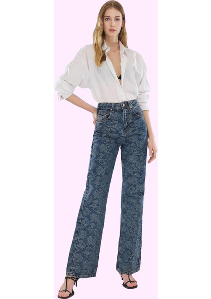 Kadın Yüksek Bel Geniş Paça Jeans Pantolon Pamuklu Günlük Kombinler Yaz Aylarının Vazgeçilmezi