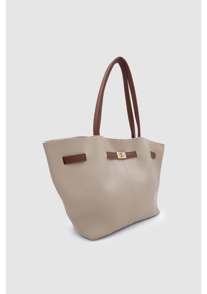 Ferny Kemer, Toka ve Dikiş Detaylı Kol ve Omuz Çantası Vizon Taba modelleri