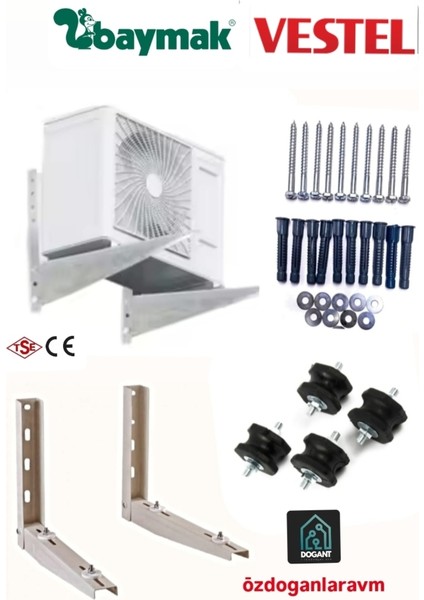 Baymak Vestel Iklimsa Klima Dış Ünite Montaj Konsol Takımı Ayak +Titreşim Takozu +Vida Dubel
