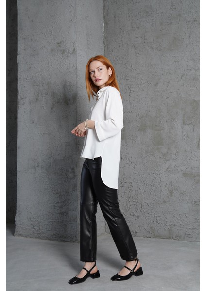 Kol Katlama Detaylı Beyaz Gömlek modelleri