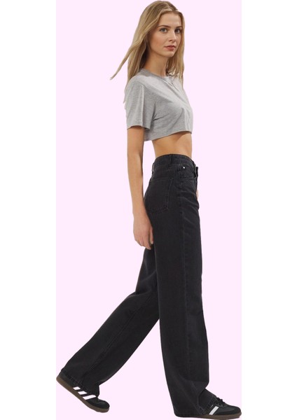 Kadın Yüksek Bel Geniş Paça Jean Pantolon Pamuk Günlük Kullanım Yaz Aylarının Vazgeçilmezi fiyatları