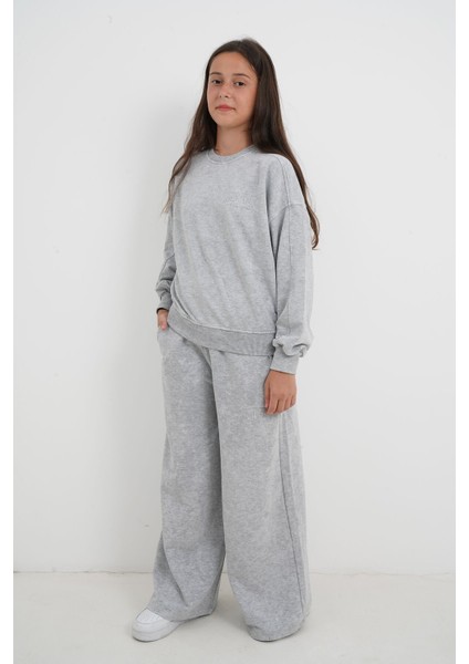 Kız Çocuk Iki Iplik Kumaş Bisiklet Yaka Eşofman Takımı