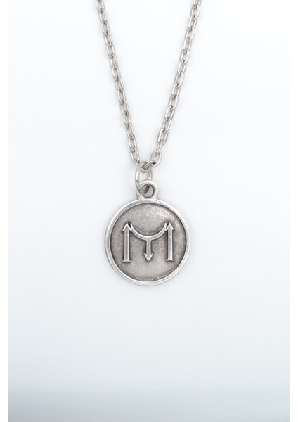 Kayı Boyu İyi Madalyon Gümüş Kaplama Düz Zincir Kolye