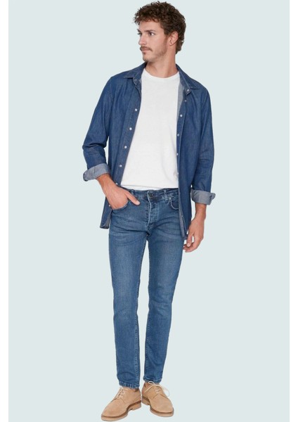 Erkek Skinny Fit Dar Kesim Kot Pantolon Pamuk Günlük Kullanım Hafta Sonu Dayanıklı Malzeme fiyatları