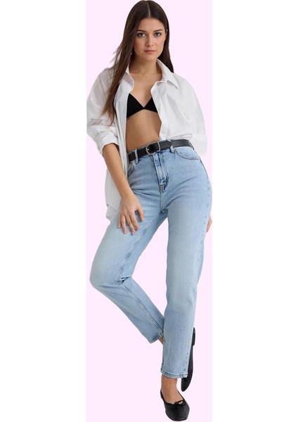 Kadın Yüksek Bel Geniş Paça Mom Jean Denim Pantolon Günlük Kombinler Yaz Aylarının Vazgeçilmezi fiyatları