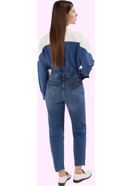Kadın Mom Jean Geniş Paça Uzun Boy Denim Düz Desen Günlük Stil Hafta Sonu Kaliteli Malzeme modelleri