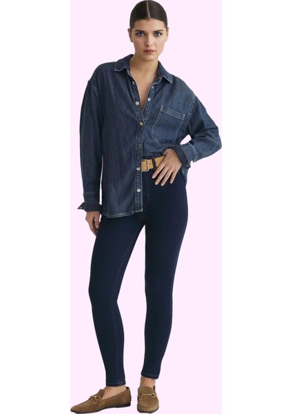 Kadın Skinny Jegging Yüksek Bel Dar Paça Regular Boy Denim Günlük Yaz Aylarının Vazgeçilmezi