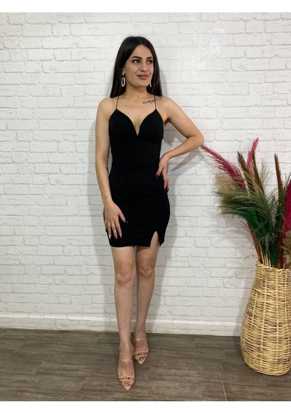 Kadın Derin V Yaka Sırt Dekolteli Fırsat Ürün Mini Elbise modelleri