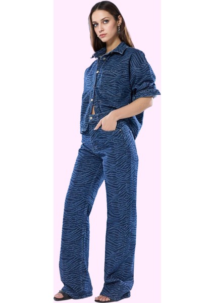Kadın Geniş Paça Yüksek Bel Jean Pantolon Pamuk Günlük Kullanım Yaz Aylarının Vazgeçilmezi
