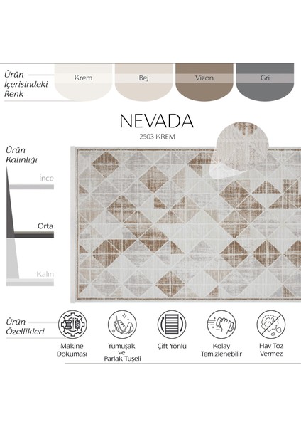 Nevada 2503 Krem Bej Halı Modern Çizgili Makina Halısı Parlak Doku Ev Oda Oturma Odası Salon Halısı modelleri