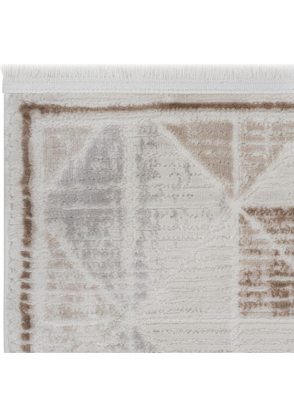 Nevada 2503 Krem Bej Halı Modern Çizgili Makina Halısı Parlak Doku Ev Oda Oturma Odası Salon Halısı indirimleri