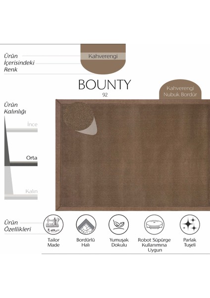 Bounty Bordürlü Düz Renk Kahverengi Kalın Halı Modern Dokuma Ofis Mağaza Fuar Showroom Salon Halısı fiyatları