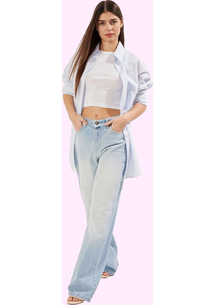 Kadın Geniş Paça Düşük Bel Jean Pantolon Pamuk Günlük Stil Hafta Sonu Yaz Aylarının Vazgeçilmezi fiyatları