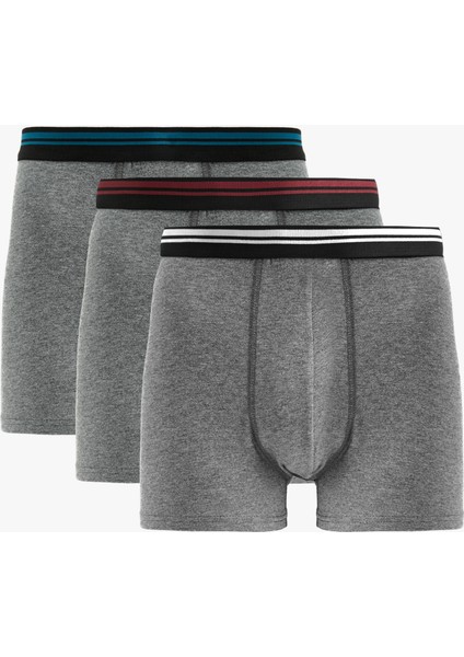 Lastik Detaylı Pamuklu 3'lü Boxer Seti