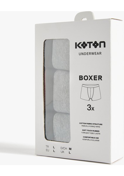 Lastik Detaylı Pamuklu 3'lü Boxer Seti fiyatları