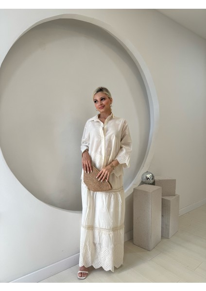 Ekru Gömlek Etek Fisto Takım