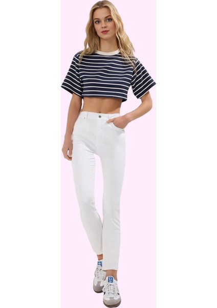 Kadın Yüksek Bel Skinny Jean Dar Paça Stretch Yazlık Günlük Hafta Sonu Yaz Aylarının Vazgeçilmezi fiyatları