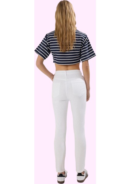 Kadın Yüksek Bel Skinny Jean Dar Paça Stretch Yazlık Günlük Hafta Sonu Yaz Aylarının Vazgeçilmezi modelleri