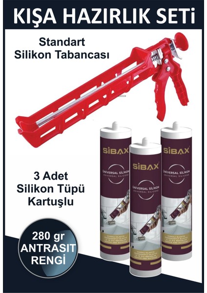 Pencere Kapı Silikonu. Sızdırmaz. Iç-Dış Mekan 280 gr 3 Adet - Tabanca Hediyeli