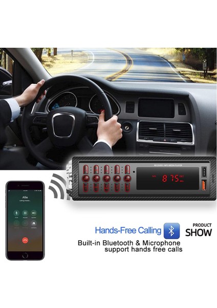 AU-999 Hızlı Şarjlı 2usb Oto Teyp Bluetooth Sd Aux Max Ses 63 Seviye