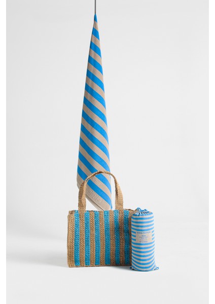 Maris Tides Laguna Set; Geri Dönüştürülmüş Plaj Havlusu ve Selülozdan El Yapımı Kağıt Tote Çanta.