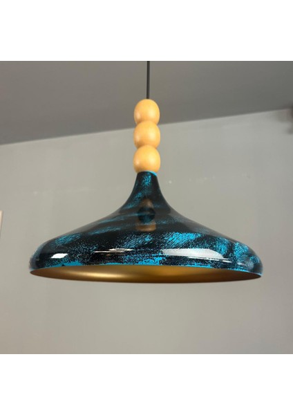 Okyanus Champion Ahşap Boncuklu Tekli Avize Sarkıt Salon Mutfak Butik Lamba