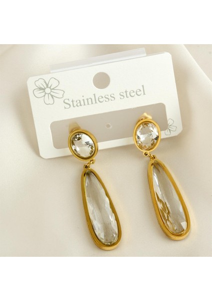 Gold Renk Oval Çelik Küpe