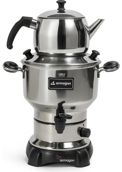 Çay Semaveri & Çay Makinesi - Siyah Aksam - Özel Seri - 3,5 Litre Su Haznesi - 1 Litre Demlik