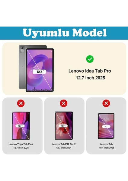 Lenovo Idea Tab Pro 12.7 Inç 2025 Kılıf Kalem Bölmeli Katlanabilir Standlı Koruyucu Yumuşak Silikon Akıllı Kapak + Dokunmatik Kalem 2li Set fiyatları