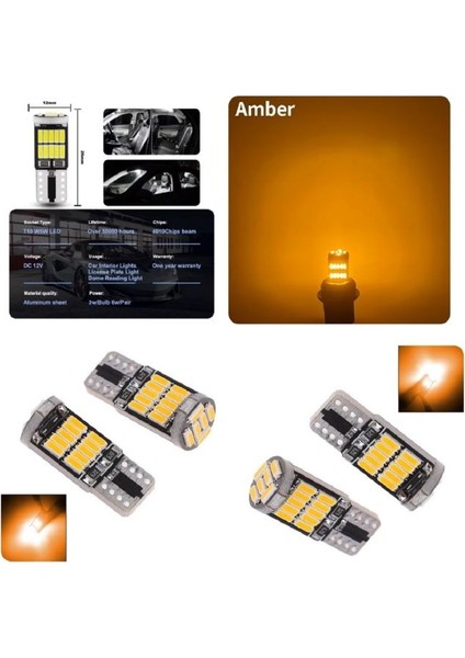 ( 4 x Adet) 1 Set T10 LED Dipsiz Ampul 12V 26 LED Amber ( Amber )