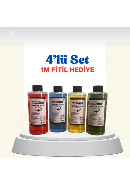 4'lü Set - Sarı Kırmızı Mavi Yeşil - Kandil Yağı Kokusuz Dumansız Iç Mekan Gaz Lambası Yakıtı 250 ml