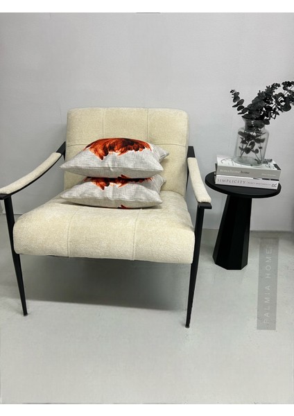 Çiçek Desenli Çift Taraflı Kiremit Renk Dekoratif 2'li Kırlent Kılıfı Seti modelleri