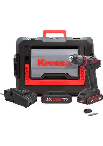 KUC30.1 20VOLT/2.0AH Li-Ion 60NM Çift Akülü Kömürsüz Profesyonel Şarjlı Darbeli Matkap