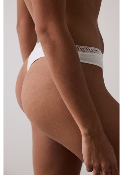 Ekru Düşük Bel Pamuklu Tanga Külot modelleri